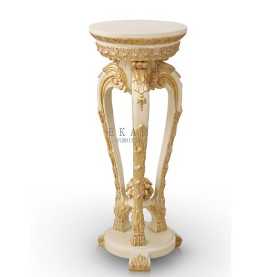 High Quality Delicate Hand Carved White Golden Flower Holder Flower Stand